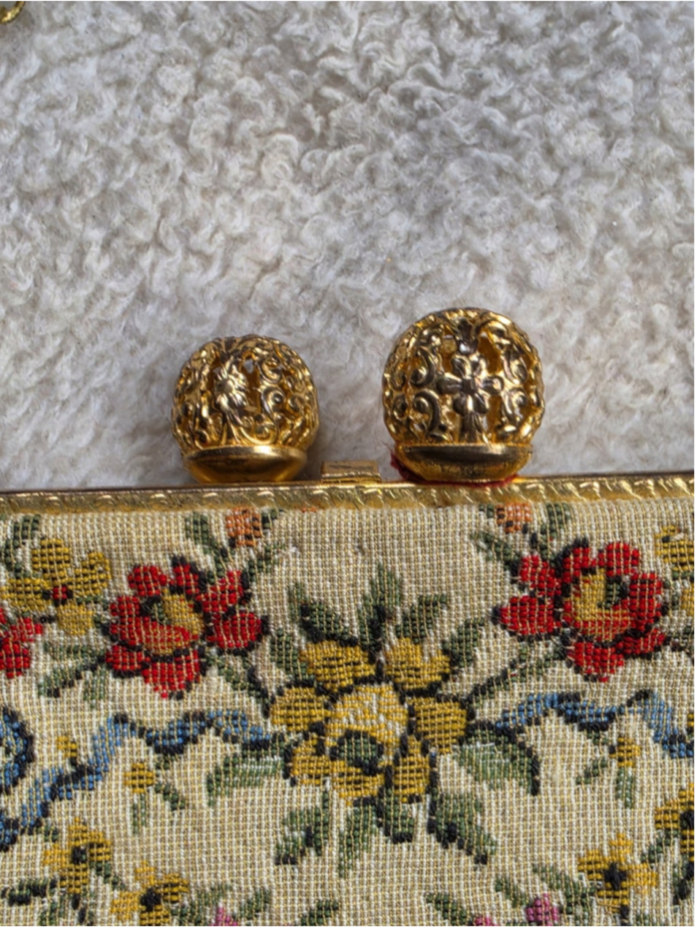 Vintage French Tapestry Purse HA & E Smith Bermuda Evening Bag Courting Scene EX - Picture 11 of 13